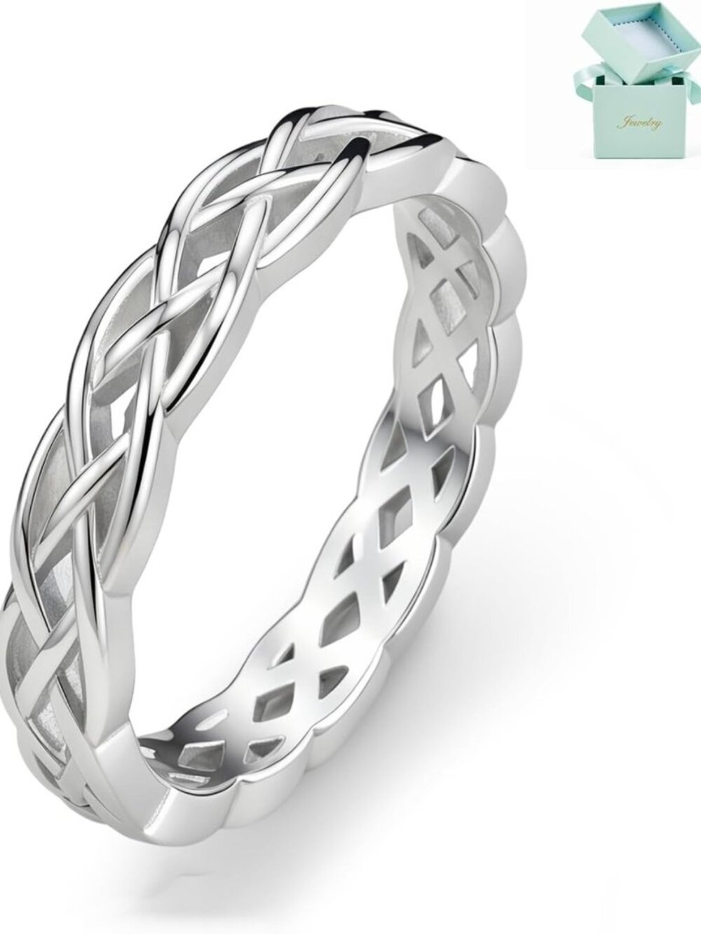 Sterling Silver Celtic Knot Eternity Band Ring for Women, Sizes 6-10
